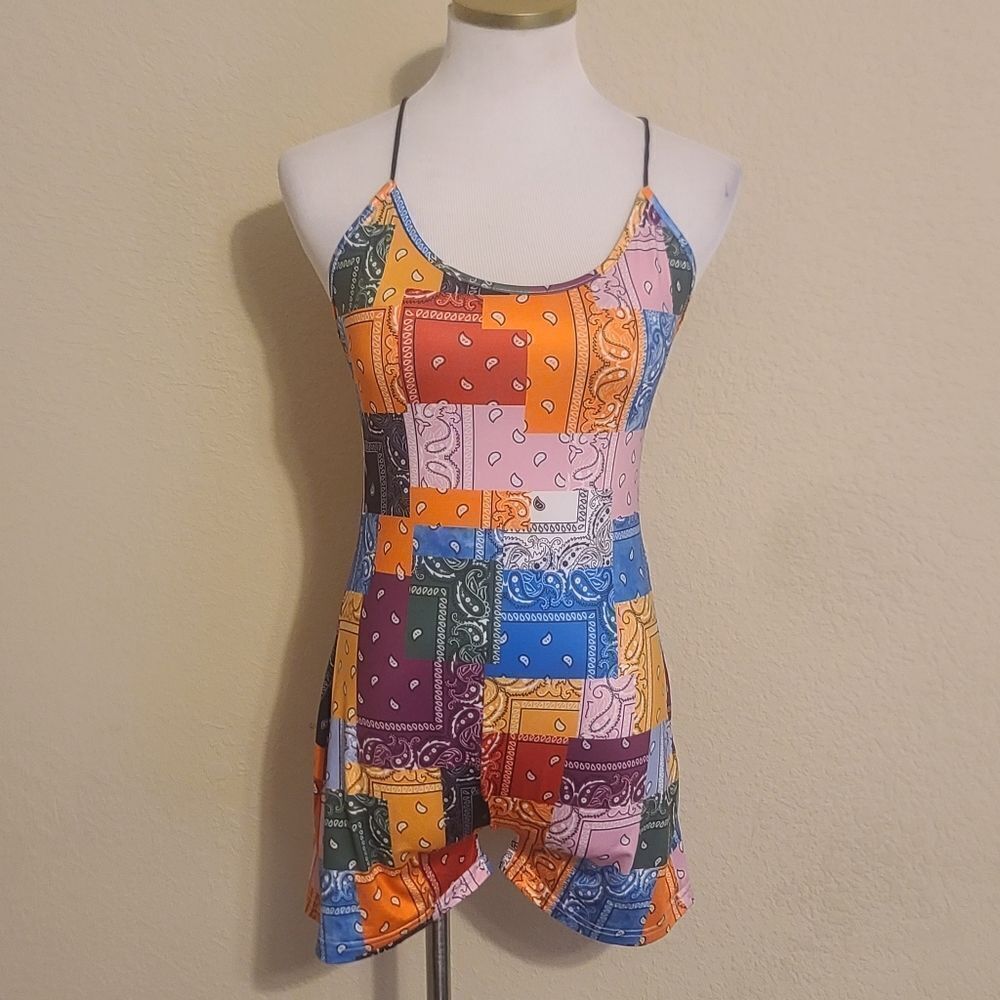 NWOT Patchwork Multi-Colored Print Rumper - Picture 4 of 5